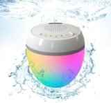 Altavoz Bluetooth Flotante para Piscina con Termómetro y Luz LED, IP68 Resistente al Agua, 8 Modos de Iluminación, Sonido Estéreo 360°, TWS, Alcance 25 m, Batería 2000 mAh