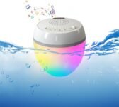 Altavoz Bluetooth Flotante para Piscina con Termómetro y Luz LED, IP68 Resistente al Agua, 8 Modos de Iluminación, Sonido Estéreo 360°, TWS, Alcance 25 m, Batería 2000 mAh