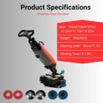 Máquina Fregadora de Suelos con Aspiración, Ancho de Limpieza Inalámbrico de 17″, 350 RPM, Cabezal Giratorio de 360°, 120 Min de Batería, Tanques Dobles (4,5 L + 7,5 L) para Escuelas Red