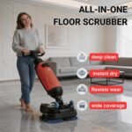 Máquina Fregadora de Suelos con Aspiración, Ancho de Limpieza Inalámbrico de 17″, 350 RPM, Cabezal Giratorio de 360°, 120 Min de Batería, Tanques Dobles (4,5 L + 7,5 L) para Escuelas Red