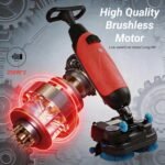 Máquina Fregadora de Suelos con Aspiración, Ancho de Limpieza Inalámbrico de 17″, 350 RPM, Cabezal Giratorio de 360°, 120 Min de Batería, Tanques Dobles (4,5 L + 7,5 L) para Escuelas Red