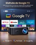 Proyector 4K【1500 ANSI/Google TV/Netflix Ready】 Proyector WiMiUS Full HD 1080P Nativo, Enfoque Automático/Keystone, WiFi 6 y Bluetooth 5.2, Proyector con Control de Voz en Casa/Exterior