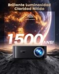 Proyector 4K【1500 ANSI/Google TV/Netflix Ready】 Proyector WiMiUS Full HD 1080P Nativo, Enfoque Automático/Keystone, WiFi 6 y Bluetooth 5.2, Proyector con Control de Voz en Casa/Exterior