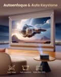 Proyector 4K【1500 ANSI/Google TV/Netflix Ready】 Proyector WiMiUS Full HD 1080P Nativo, Enfoque Automático/Keystone, WiFi 6 y Bluetooth 5.2, Proyector con Control de Voz en Casa/Exterior