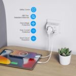 Ladron Toma USB 4000W, Cargador USB JSVER de 2 Puertos con 1 Toma de CA, Enchufe de Pared Múltiple con Interruptor para Móvil, Tableta, Adecuado para Hogar, Cocina y Oficina-Blanco