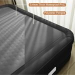 Colchón de aire tamaño Queen con bomba integrada, 18 pulgadas de altura, capacidad de 1200 libras, cama de aire recargable USB-C, para uso en interiores y exteriores, color negro