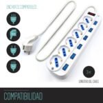 Ewent Regleta 6 Tomas con 6 Interruptores Iluminados Independientes e Interruptor General, con Protección contra Sobretensiones, 3500W, Cable 3m