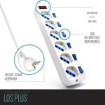 Ewent Regleta 6 Tomas con 6 Interruptores Iluminados Independientes e Interruptor General, con Protección contra Sobretensiones, 3500W, Cable 3m