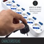 Ewent Regleta 6 Tomas con 6 Interruptores Iluminados Independientes e Interruptor General, con Protección contra Sobretensiones, 3500W, Cable 3m
