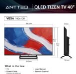 Antteq MEMC HDR10 40″ FHD QLED Smart TV de montaje central con sistema operativo Tizen con AppleTV+ Netflix Freeview Game Hub, MEMC HDR10, ideal para sala de estar