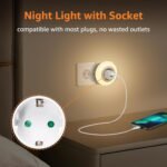 Aigostar Luz Nocturna con Enchufe y Toma de Corriente, Luz Nocturna de 3 Colores con Sensor de Luz y Control Táctil, Luz Nocturna Infantil para Dormitorio, Pasillo, Cocina