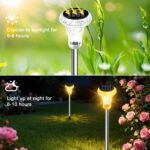 Luces solares para jardín al aire libre, 12 piezas LED lámpara de camino, luz cálida 3000 K, impermeable IP65, luces LED solares para patio, caminos, terraza, piso, entrada, césped, carril