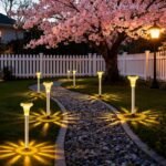 Luces solares para jardín al aire libre, 12 piezas LED lámpara de camino, luz cálida 3000 K, impermeable IP65, luces LED solares para patio, caminos, terraza, piso, entrada, césped, carril
