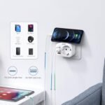 LENCENT USB C Enchufe 4000W, Cargador de Pared con Salida AC (250V/16A) + 3 Puertos USB, Carga Rápida QC3.0+PD20W con Funda Ignífuga para Móvil, Tablet, Apto para Cocina, Oficina, Hogar
