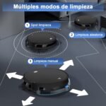 Robot Aspirador y Fregonas Robot Aspirador 2 en 1 Hasta 5500Pa Aspirador de Succión 8 cm Ultra Sottile 2.4GHz WiFi/App/Alexa/Control Remoto Apto para Suelos Pelo de Mascotas Negro
