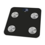 JATA HOGAR HBAS1155 – Báscula Inteligente Digital Bluetooth con App OkOK, Análisis Corporal (Grasa, IMC, Agua, Masa Muscular), 180 kg, 15 Usuarios, Temperit Crystal