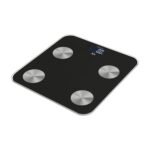 JATA HOGAR HBAS1155 – Báscula Inteligente Digital Bluetooth con App OkOK, Análisis Corporal (Grasa, IMC, Agua, Masa Muscular), 180 kg, 15 Usuarios, Temperit Crystal