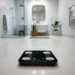 JATA HOGAR HBAS1155 – Báscula Inteligente Digital Bluetooth con App OkOK, Análisis Corporal (Grasa, IMC, Agua, Masa Muscular), 180 kg, 15 Usuarios, Temperit Crystal