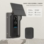 Cámara de timbre inalámbrico con cubierta solar para sistema Tuya, videoportero 1080P, sensor de detección de movimiento y diseño impermeable IP65 para exteriores (negro)
