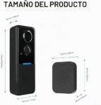 Cámara de timbre inalámbrico con cubierta solar para sistema Tuya, videoportero 1080P, sensor de detección de movimiento y diseño impermeable IP65 para exteriores (negro)