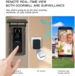 Cámara de timbre inalámbrico con cubierta solar para sistema Tuya, videoportero 1080P, sensor de detección de movimiento y diseño impermeable IP65 para exteriores (negro)
