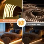 Tira LED COB Blanca, Kit de Tira de Luz Debajo del Gabinete con Control Remoto RF para Vitrina, Cocina, Escritorio, Estante, Gabinete, Incluye Adaptador de 24 V (Blanco Cálido, 5 Metros)