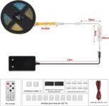 Tira LED COB Blanca, Kit de Tira de Luz Debajo del Gabinete con Control Remoto RF para Vitrina, Cocina, Escritorio, Estante, Gabinete, Incluye Adaptador de 24 V (Blanco Cálido, 5 Metros)