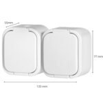 Enchufe Schuko Doble Pared 2x2P+T Enchufe de Superficie IP54 Resistente a Salpicaduras con Tapa – Ideal para Garajes, Talleres, Sótanos o Exteriores (Blanco)