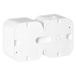 Enchufe Schuko Doble Pared 2x2P+T Enchufe de Superficie IP54 Resistente a Salpicaduras con Tapa – Ideal para Garajes, Talleres, Sótanos o Exteriores (Blanco)
