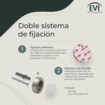 I-254/35-BAM Tope de Puerta para Pared, Adhesivo o Tornillo, Acero Inoxidable Mate, Caucho Blanco 35 mm x 18 mm