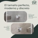 I-254/35-BAM Tope de Puerta para Pared, Adhesivo o Tornillo, Acero Inoxidable Mate, Caucho Blanco 35 mm x 18 mm
