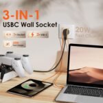 BSEED Enchufe de Pared con USB C 20W, Enchufe Schuko Blanco con Cargador Rápido USB Tipo C, Toma de Corriente 1 Gang con 2 x Cargadores USB y Tipo C, Enchufe Integrado Adecuado