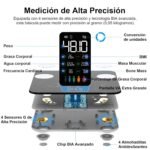 Báscula de baño digital con báscula de grasa corporal, báscula inteligente Bluetooth con análisis (negro profundo)