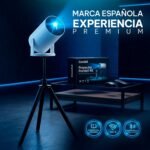 Proyector Portátil Compatible con 4k con Trípode Incluido, App Integrada, Ratón, Cable HDMI y Mando – Mini Proyector Portátil con Decodificación Full HD 1080P Auto Enfoque y Cine en Casa