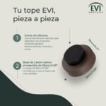 EVI Herrajes | Tope de puerta adhesivo | Colocación en la pared | Ø35x18mm | Latón con acabado rústico – Caucho negro | Antigolpes para Manijas | Diseño y Funcional| Mod. I-254/35-RU
