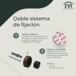 EVI Herrajes | Tope de puerta adhesivo | Colocación en la pared | Ø35x18mm | Latón con acabado rústico – Caucho negro | Antigolpes para Manijas | Diseño y Funcional| Mod. I-254/35-RU