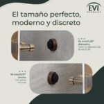 EVI Herrajes | Tope de puerta adhesivo | Colocación en la pared | Ø35x18mm | Latón con acabado rústico – Caucho negro | Antigolpes para Manijas | Diseño y Funcional| Mod. I-254/35-RU
