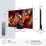 TCL 55C8L TV 55 Pulgadas SQD-Mini LED 4K Smart TV, HDR 3000 nits, 1008 Local Dimming, 144Hz Motion Clarity Pro, Bang & Olufsen, Dolby Vision IQ & Atmos, Game Master, Google TV, Apple AirPlay 2