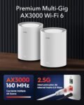 Cudy AX3000 Enrutador Wi-Fi 6 con sistema de malla 2.5G, Backhaul Ethernet, Wireguard, OpenVPN, Zerotier, CloudFlare, DDNS, M3000, paquete de 3