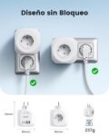 LENCENT Plug Cube, Enchufe Ladrón con 4 Tomas AC, 2 USB-A, 2 Tipo-C y 2 Cubiertas Protectoras, Enchufe de Pared Múltiple con Interruptor, Cargador USB para Hogar, Oficina