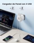 LENCENT Plug Cube, Enchufe Ladrón con 4 Tomas AC, 2 USB-A, 2 Tipo-C y 2 Cubiertas Protectoras, Enchufe de Pared Múltiple con Interruptor, Cargador USB para Hogar, Oficina