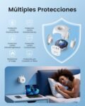 LENCENT Plug Cube, Enchufe Ladrón con 4 Tomas AC, 2 USB-A, 2 Tipo-C y 2 Cubiertas Protectoras, Enchufe de Pared Múltiple con Interruptor, Cargador USB para Hogar, Oficina