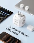LENCENT Plug Cube, Enchufe Ladrón con 4 Tomas AC, 2 USB-A, 2 Tipo-C y 2 Cubiertas Protectoras, Enchufe de Pared Múltiple con Interruptor, Cargador USB para Hogar, Oficina
