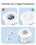 LENCENT Plug Cube, Enchufe Ladrón con 4 Tomas AC, 2 USB-A, 2 Tipo-C y 2 Cubiertas Protectoras, Enchufe de Pared Múltiple con Interruptor, Cargador USB para Hogar, Oficina