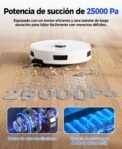 Redkey D8 Robot Aspirador y Fregona, Robot Aspirador 25000Pa con Base, Autovaciante 4L, Antienredos, Navegación LiDAR, Ideal para Alfombras y Pelos de Mascotas, Voz y Aplicación