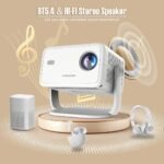 Mini Proyector Magcubic, 400 ANSI, Resolución Nativa 1080P, Soporte 4K, Rotación 180°, WiFi 6 y Bluetooth 5.2, Corrección Trapezoidal Automática
