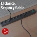 Brennenstuhl Regleta Eco-Line 10 tomas (regleta con mayor protección de contacto, interruptor y cable de 3 m) Negro | Regleta con mayor protección táctil, interruptor y cable de 3 m, negro