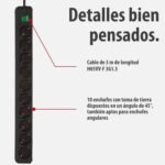 Brennenstuhl Regleta Eco-Line 10 tomas (regleta con mayor protección de contacto, interruptor y cable de 3 m) Negro | Regleta con mayor protección táctil, interruptor y cable de 3 m, negro