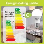 Bombillas LED GY E27 Luz Fría 6500K – 9,5 W Equivalente a 100 W – 1521 Lúmenes, No Regulable – Bombilla LED Esférica A60 Caja de 2 Unidades