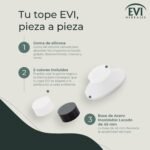 EVI Herrajes | Tope de puerta para colocación en pared | Ø45x17mm | Acero inoxidable lacado blanco | Goma blanca y negra incluida | Instalación con adhesivo o tornillos | Mod. I-260/45